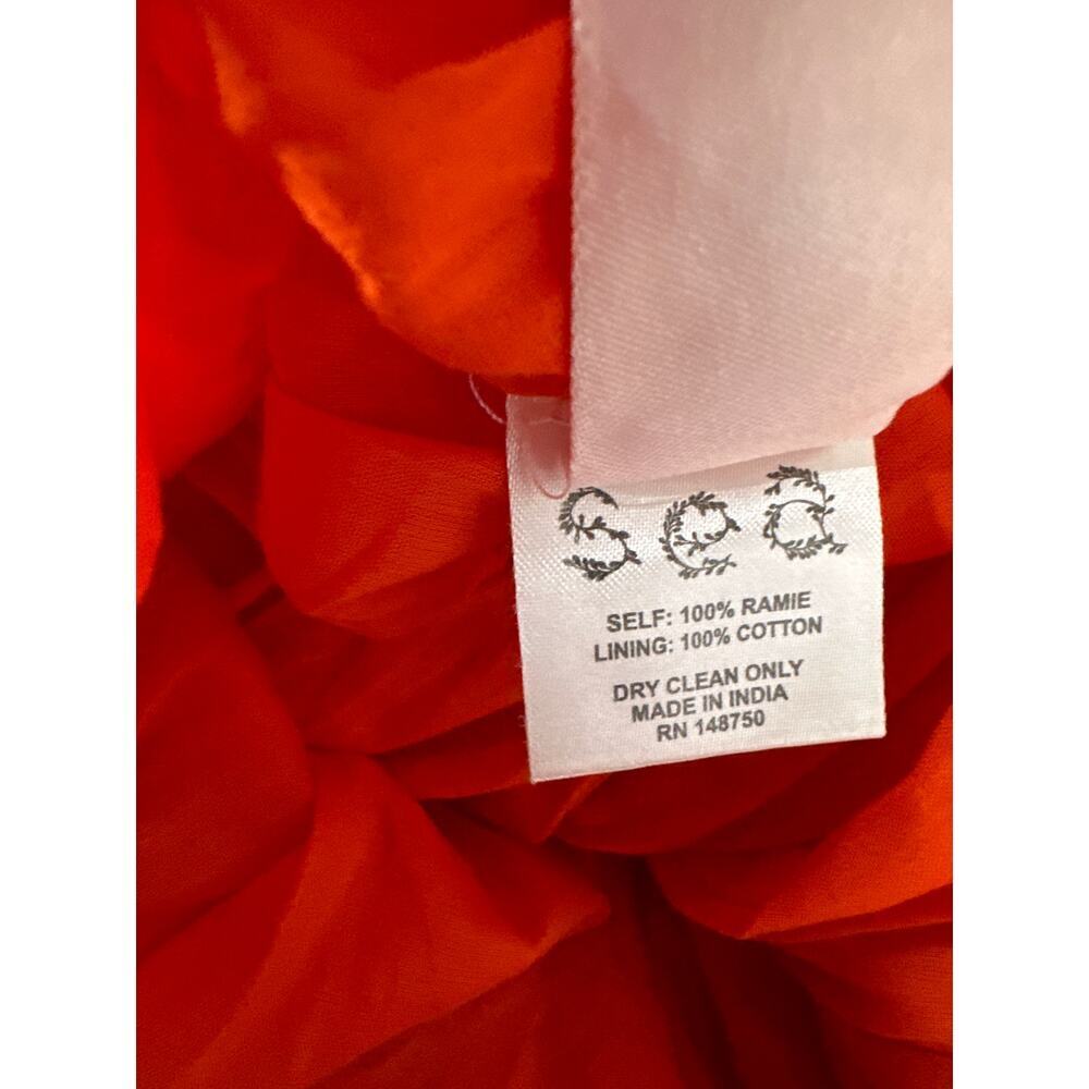 Sea New York Zora Dress Short Sleeve V-Neck Pleated Midi A-Line Red Orange 12 - Picture 7 of 9